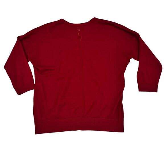 Brooks Brothers Merino Wool V-Neck Sweater Women’s L Burgundy 3/4 Sleeve - Picture 2 of 7